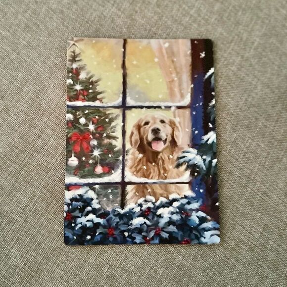 Dog at Window Winter Scene Magnet - Picture 2 of 4
